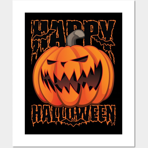 Happy Halloween Pumpkin Jack-O-Lantern Wall Art by hobrath